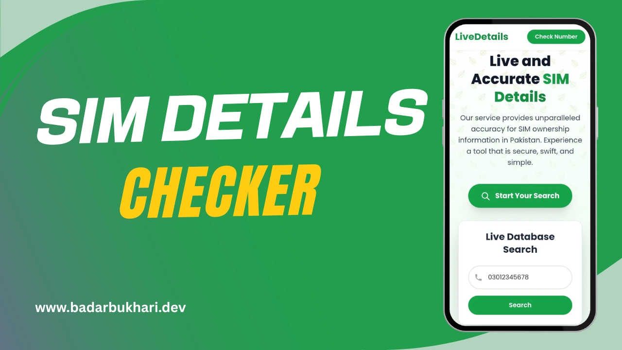 The user interface for the Sim Owner Detail Checker tool for Pakistan.